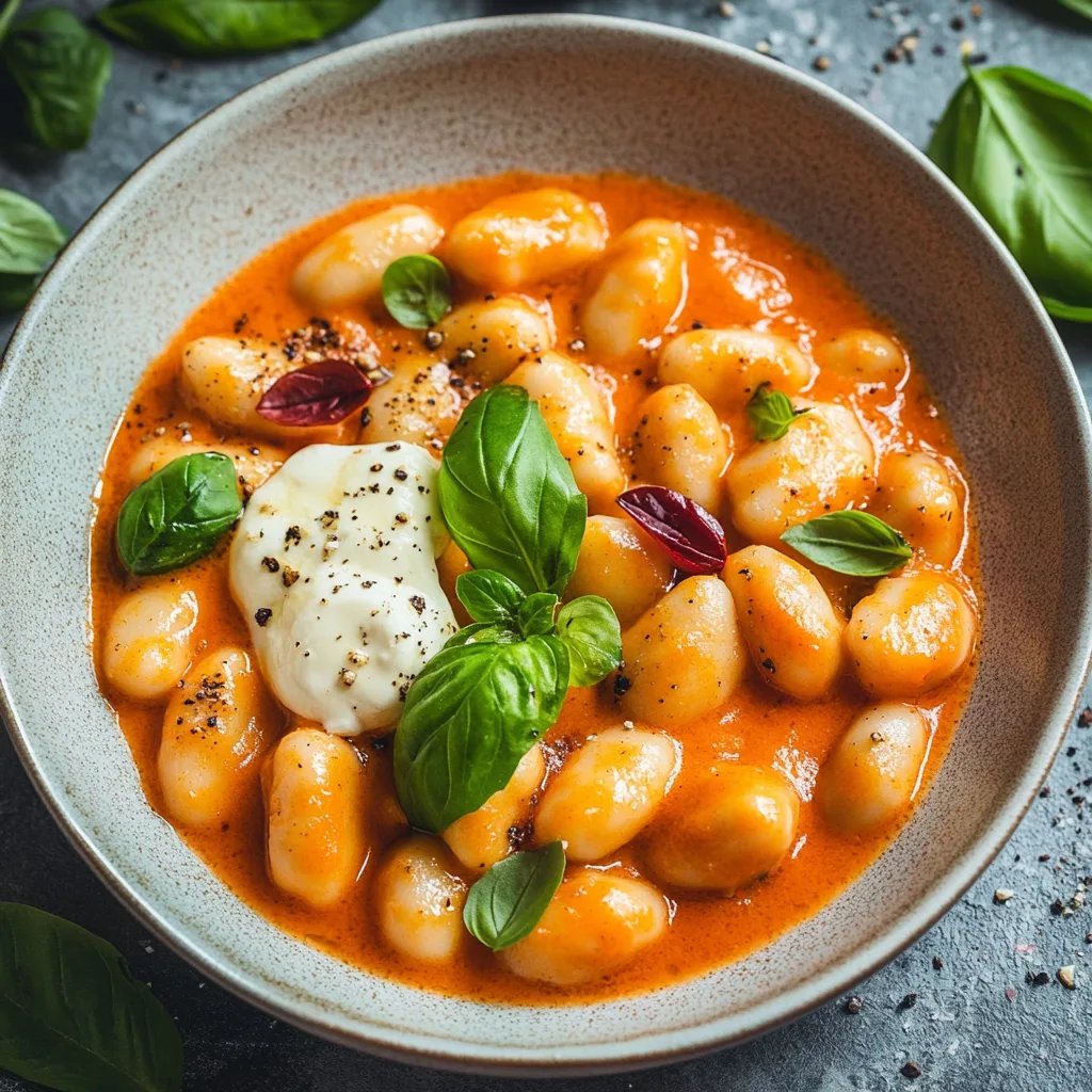 Gnocchi Pfanne mit Tomate, Mozzarella und Basilikum