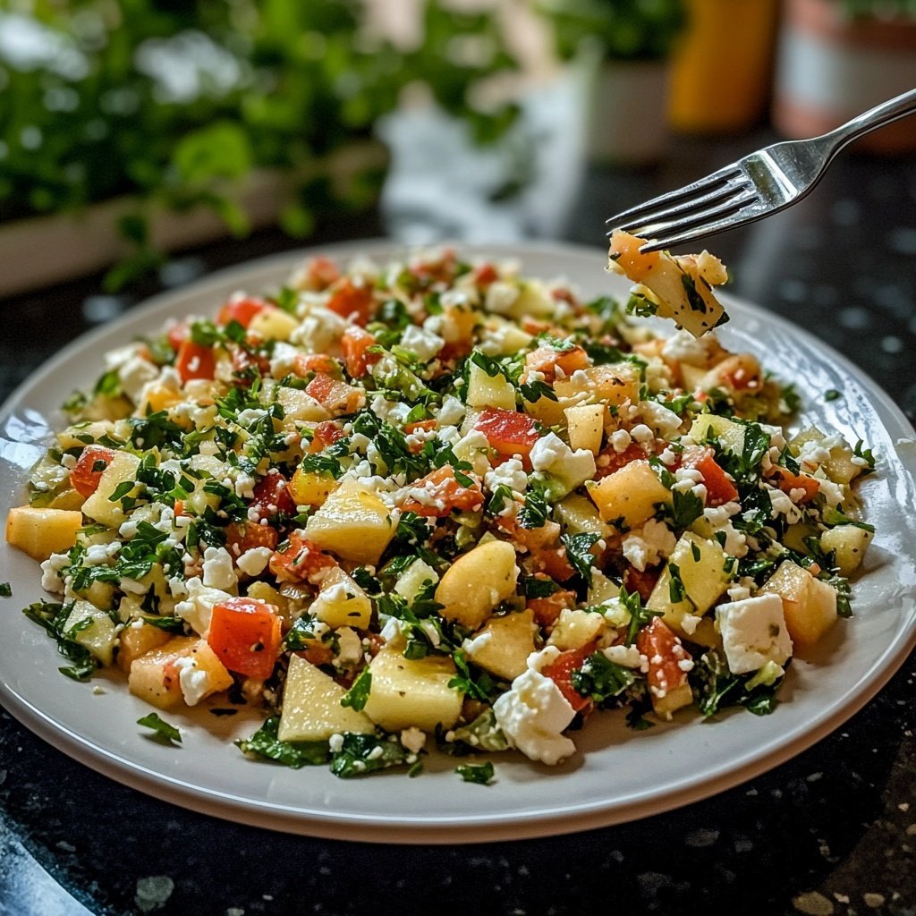Grünkohlsalat mit Apfel und Feta