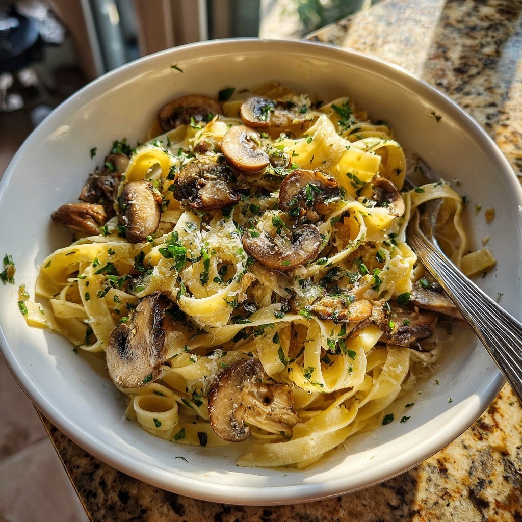 Tagliatelle mit Pilzen und Knoblauch