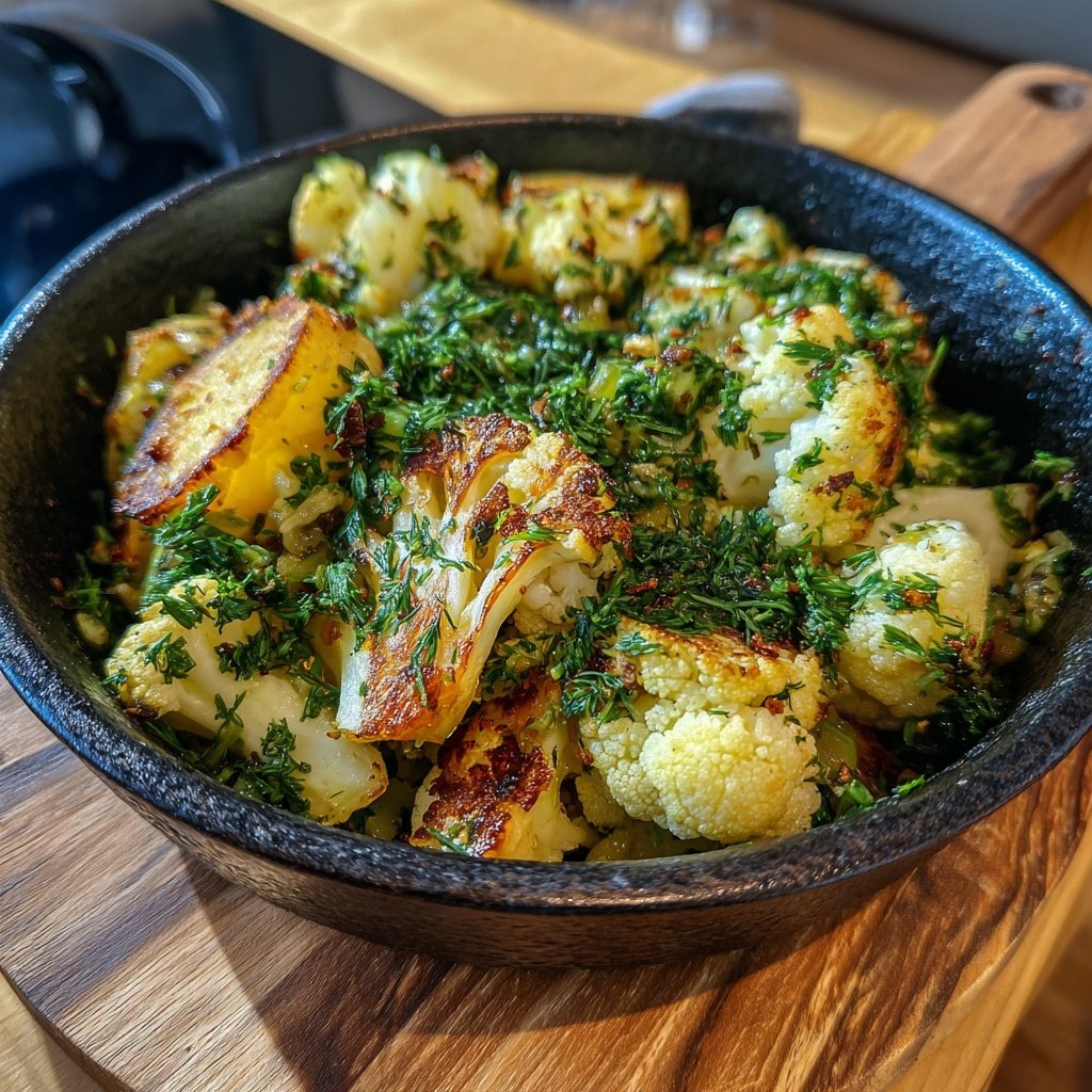 Blumenkohl Pfanne Mit Zitronen Knoblauch Öl