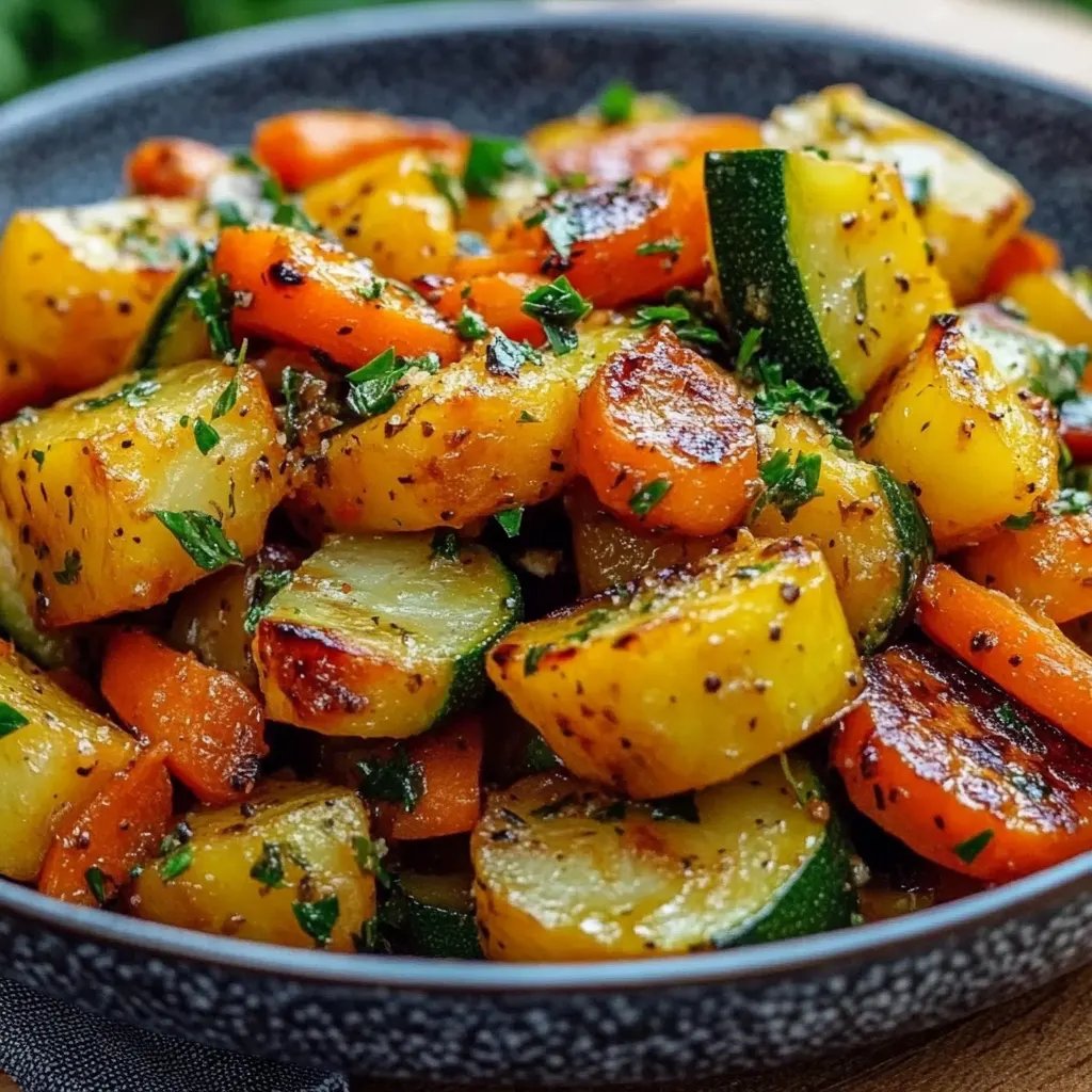 Schnelle Gemüsepfanne mit Kartoffeln, Karotten & Zucchini