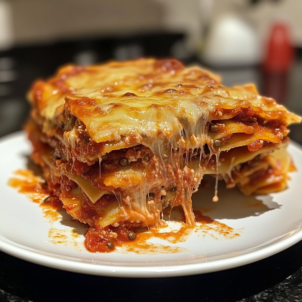Lasagne mit Tomaten-Linsen-Sauce