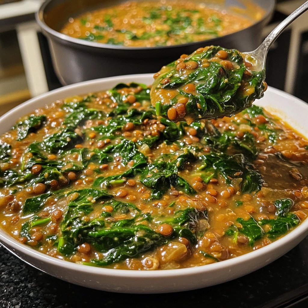 Linsensuppe mit Spinat