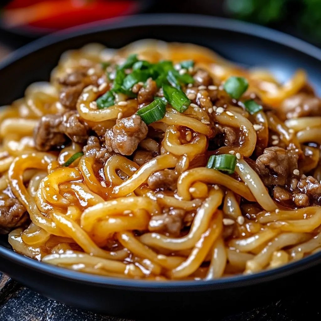 Mongolische Hackfleisch Nudeln